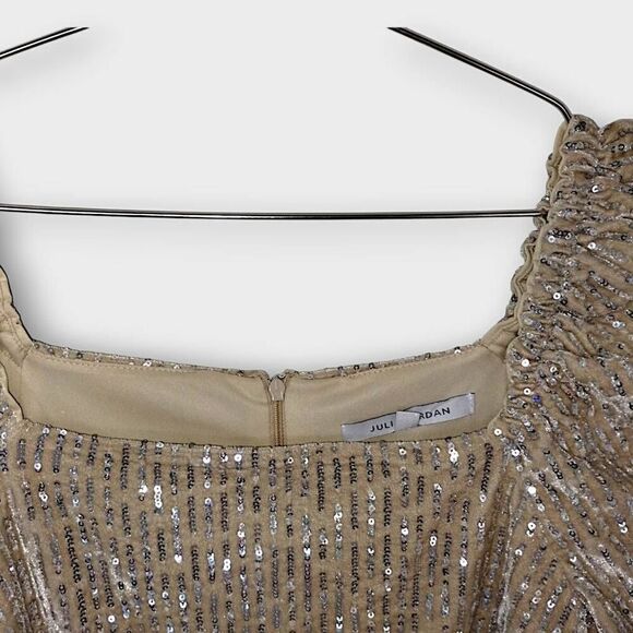 Julia Jordan Womens Dress Sz 10 Sequin Puff-Sleeve‎ Velvet Sheath Dress Wedding - Picture 5 of 14